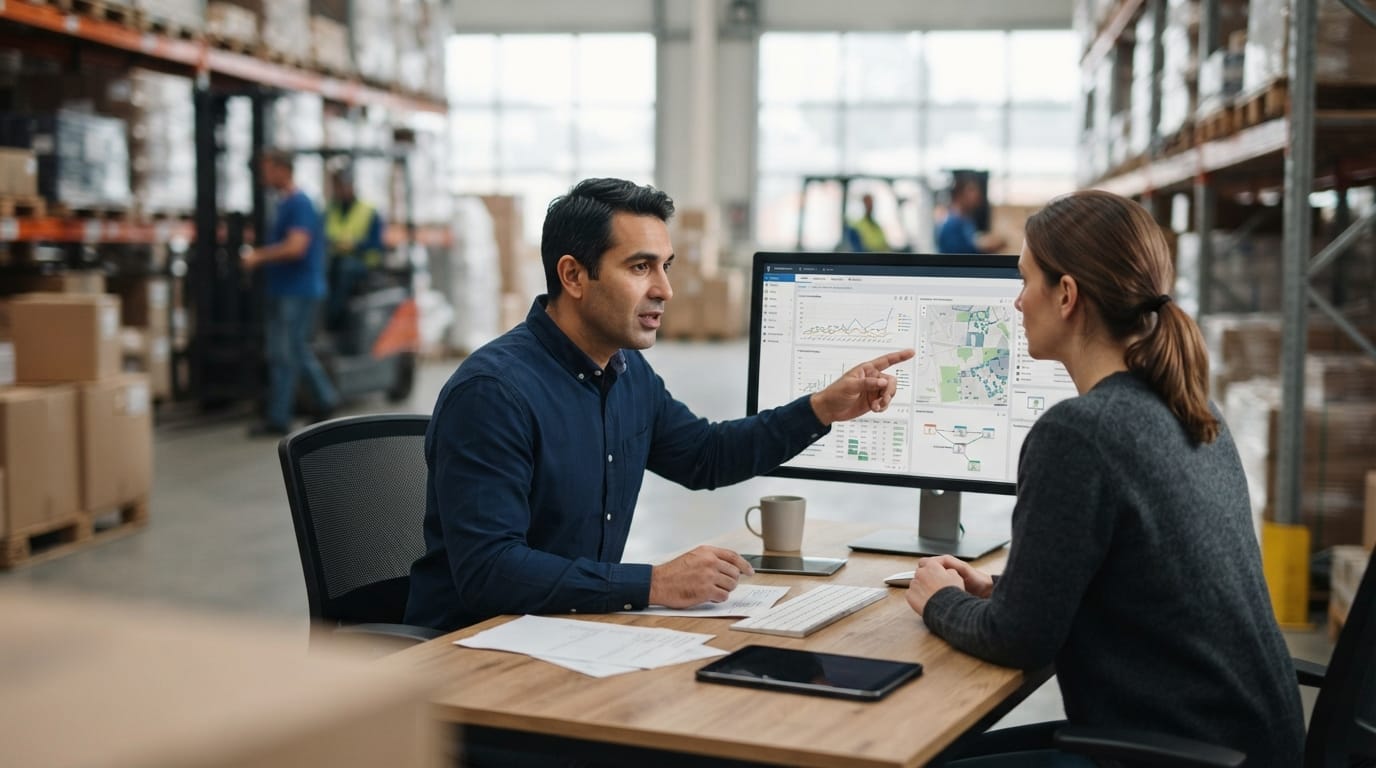 Two people working through what 3pl companies is telling them