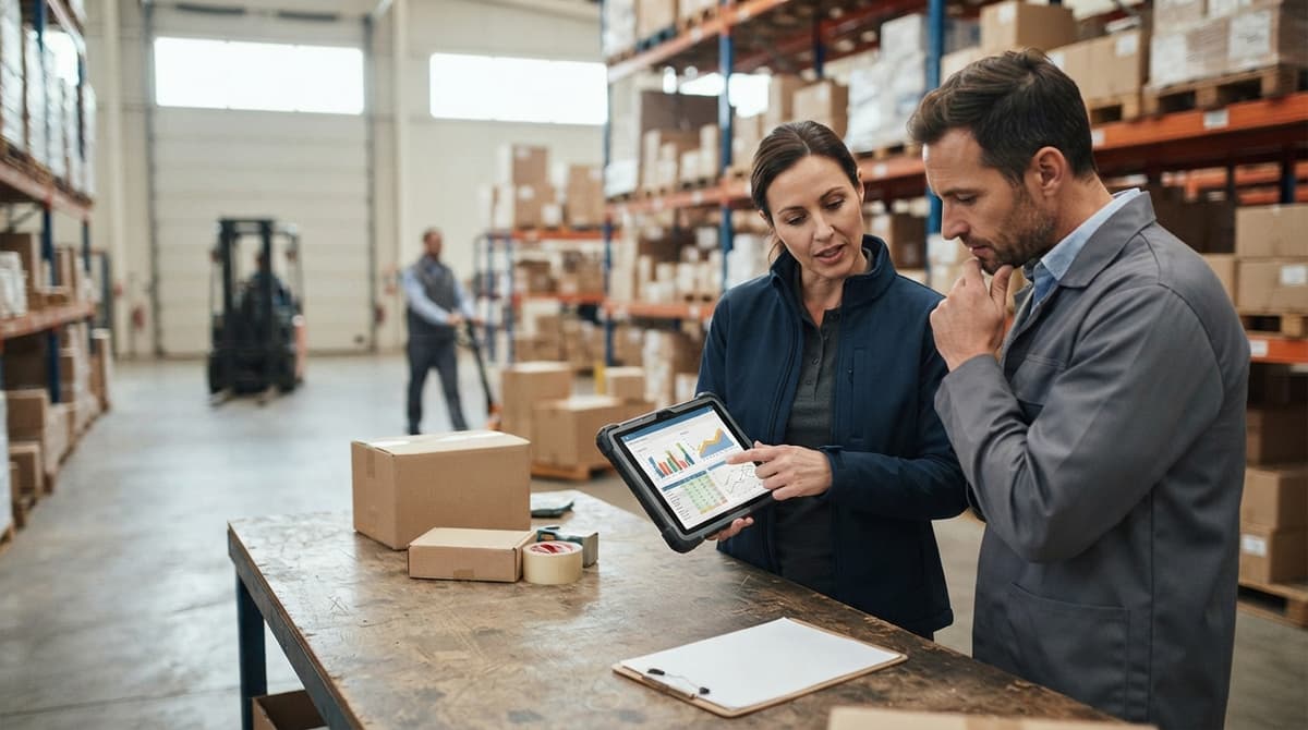 Two people working through what 7 types of inventory is telling them