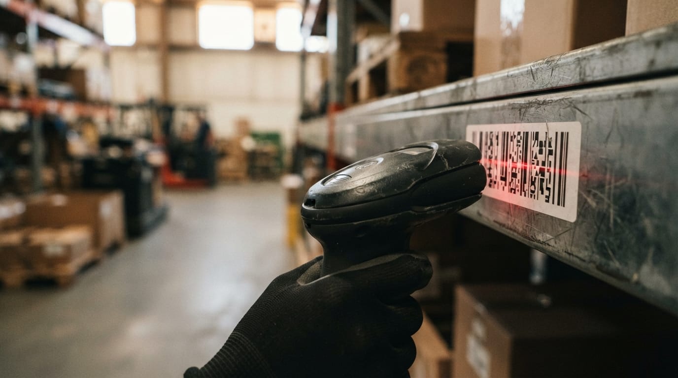 Close detail from the work alphanumeric barcode supports