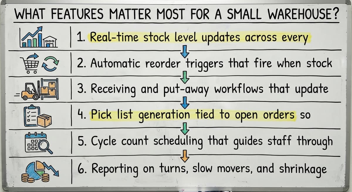 What Features Matter Most for a Small Warehouse?, drawn out