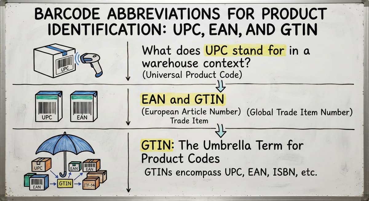 Barcode Abbreviations for Product Identification: UPC, EAN, and GTIN, drawn out