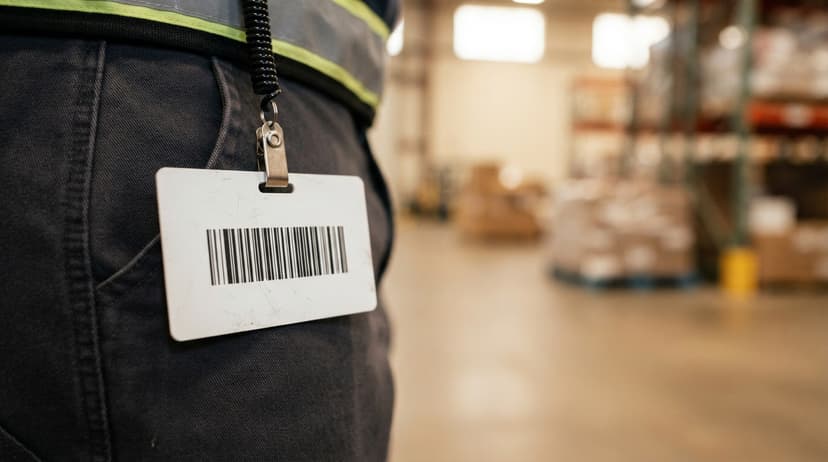 Close detail from the work barcode for id card supports