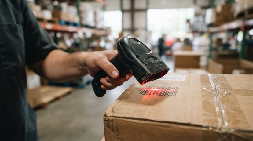 Close detail from the work barcode producer supports
