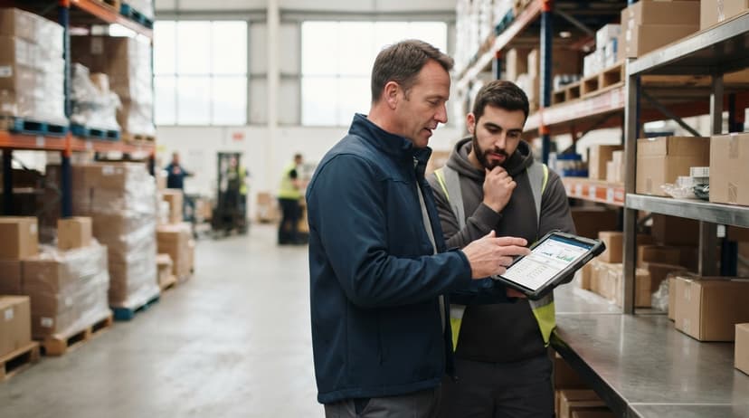 Two people working through what barcode scanner app ios is telling them