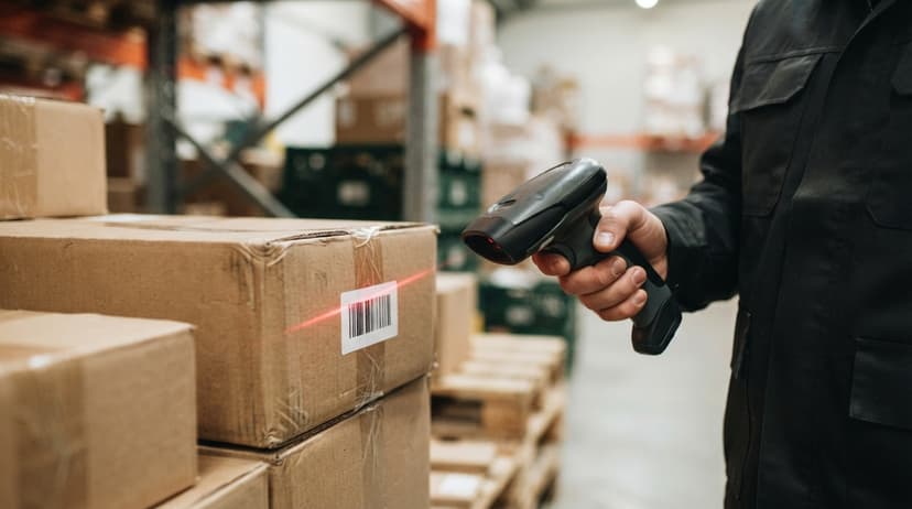 Close detail from the work barcode system for inventory free supports