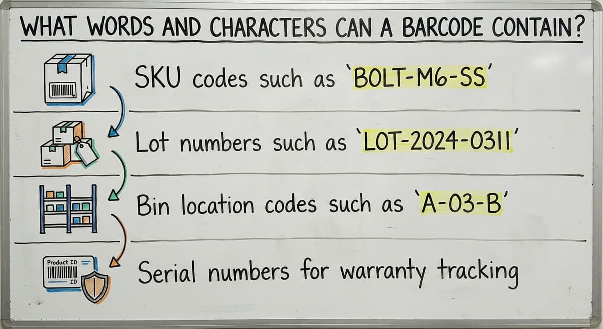 What Words and Characters Can a Barcode Contain?, drawn out