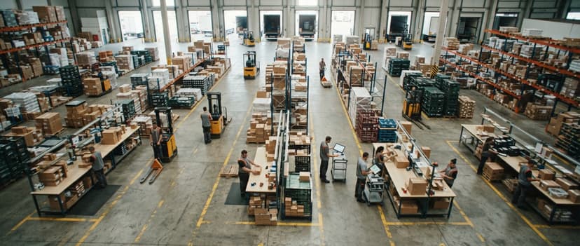 Overhead view of the work best 3pl wms software organises