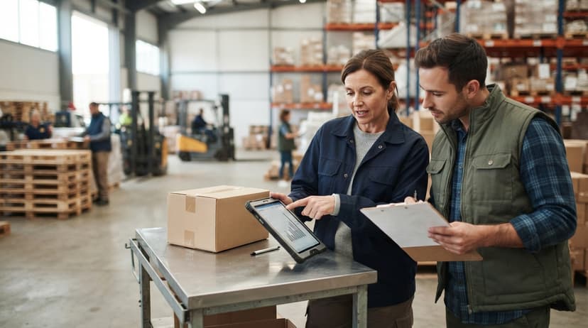 Two people working through what business distributors is telling them