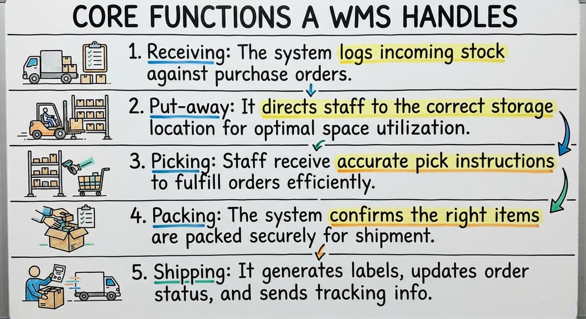 Core Functions a WMS Handles, drawn out