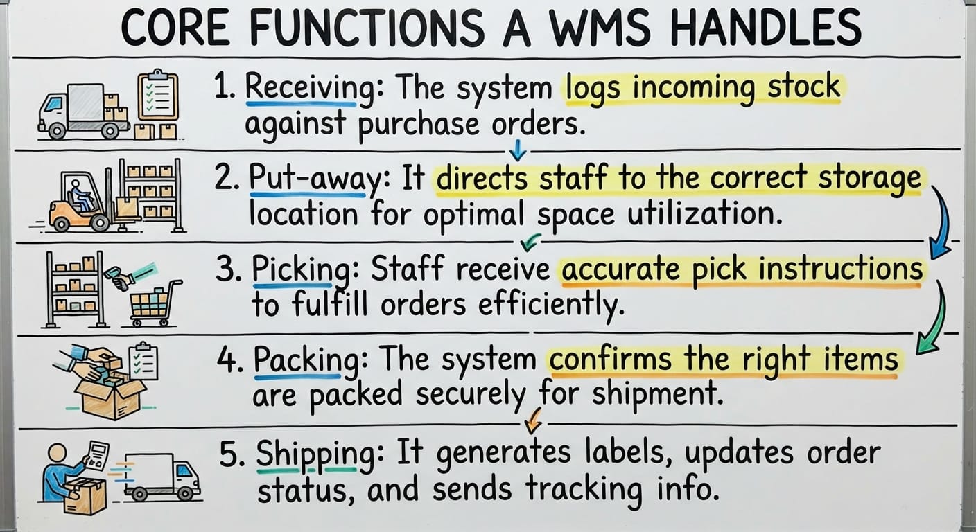 Core Functions a WMS Handles, drawn out
