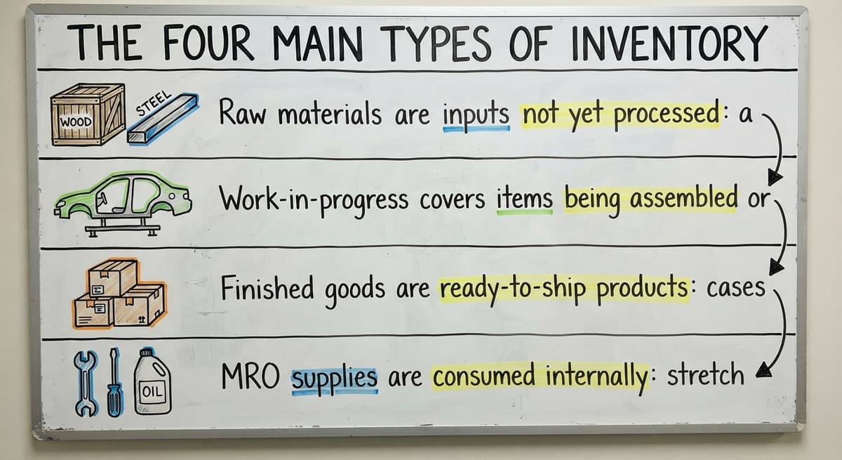 The Four Main Types of Inventory, drawn out