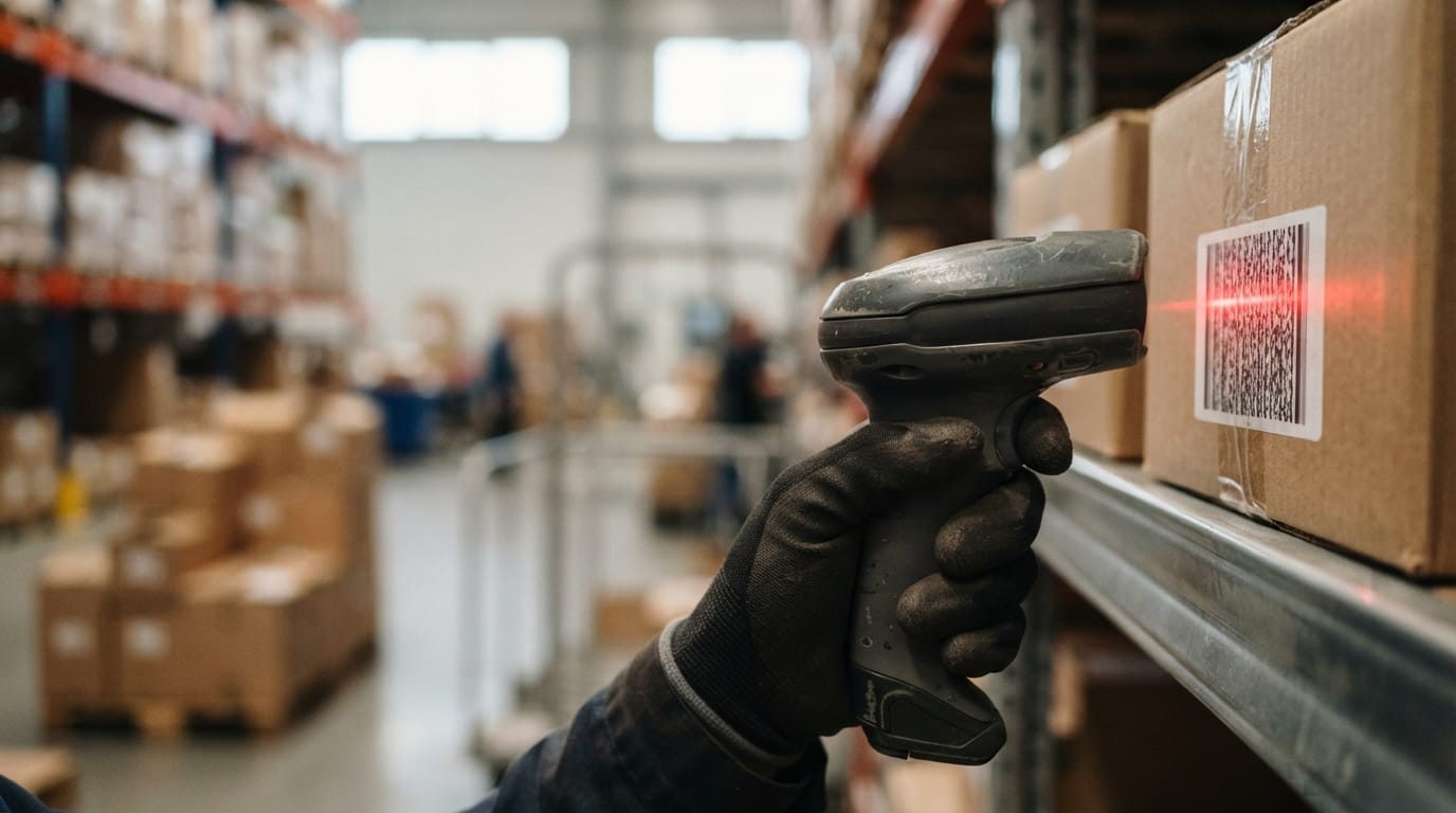 Close detail from the work examples of warehouse management system supports