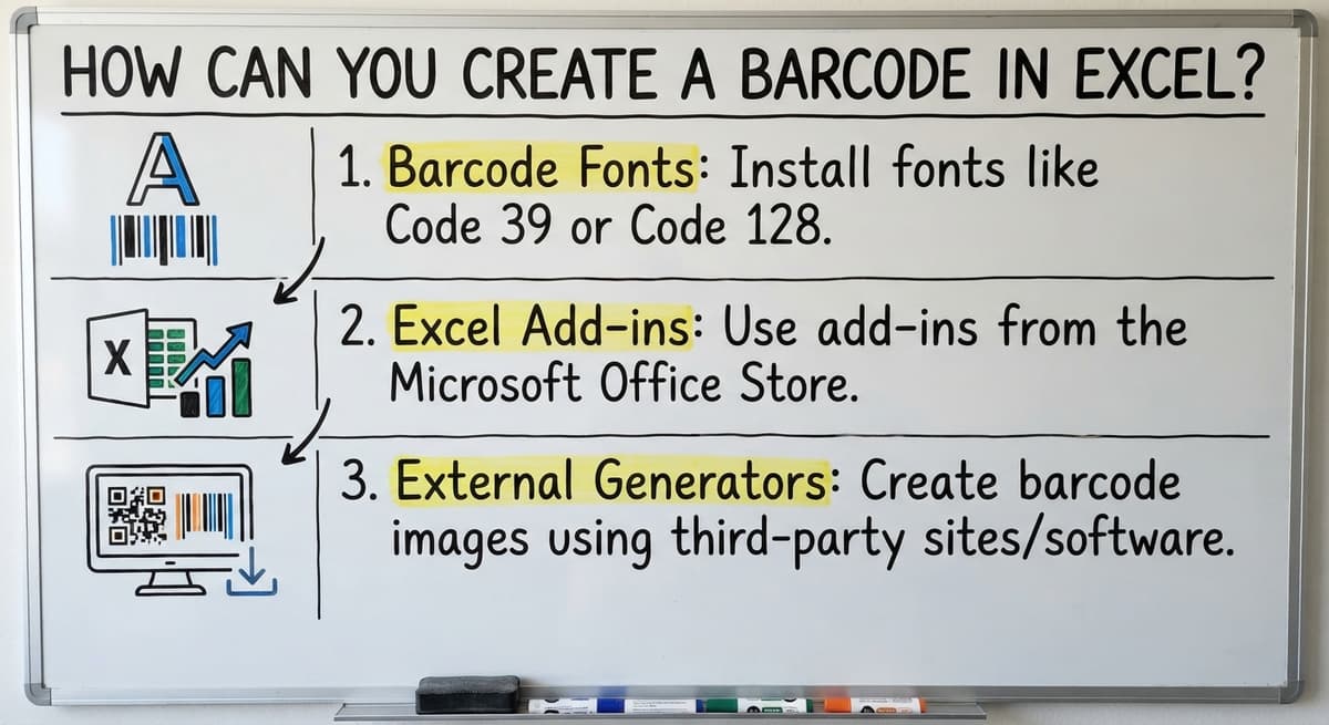 How Can You Create a Barcode in Excel?, drawn out