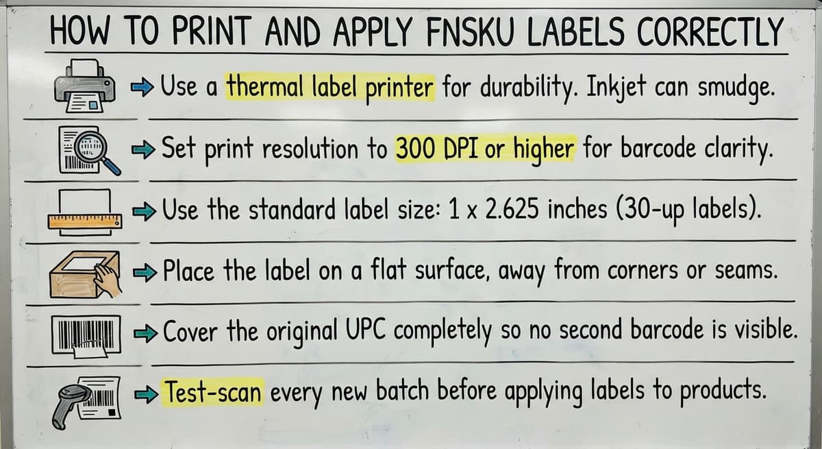 How to Print and Apply FNSKU Labels Correctly, drawn out