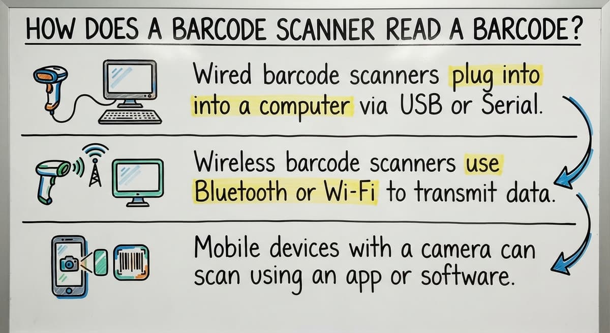 How Does a Barcode Scanner Read a Barcode?, drawn out
