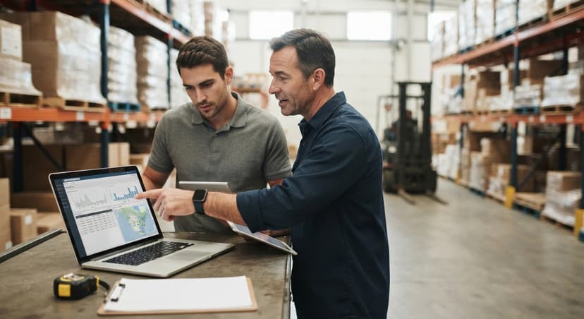 Two people working through what how to improve inventory management is telling them