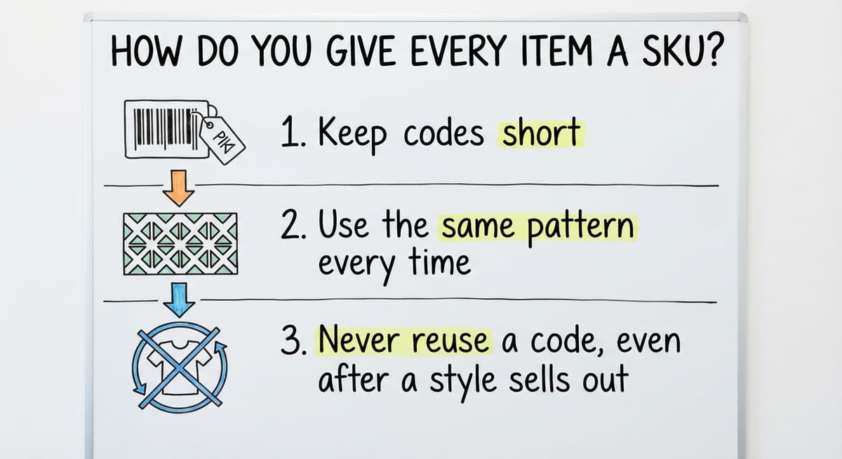 How do you give every item a SKU?, drawn out