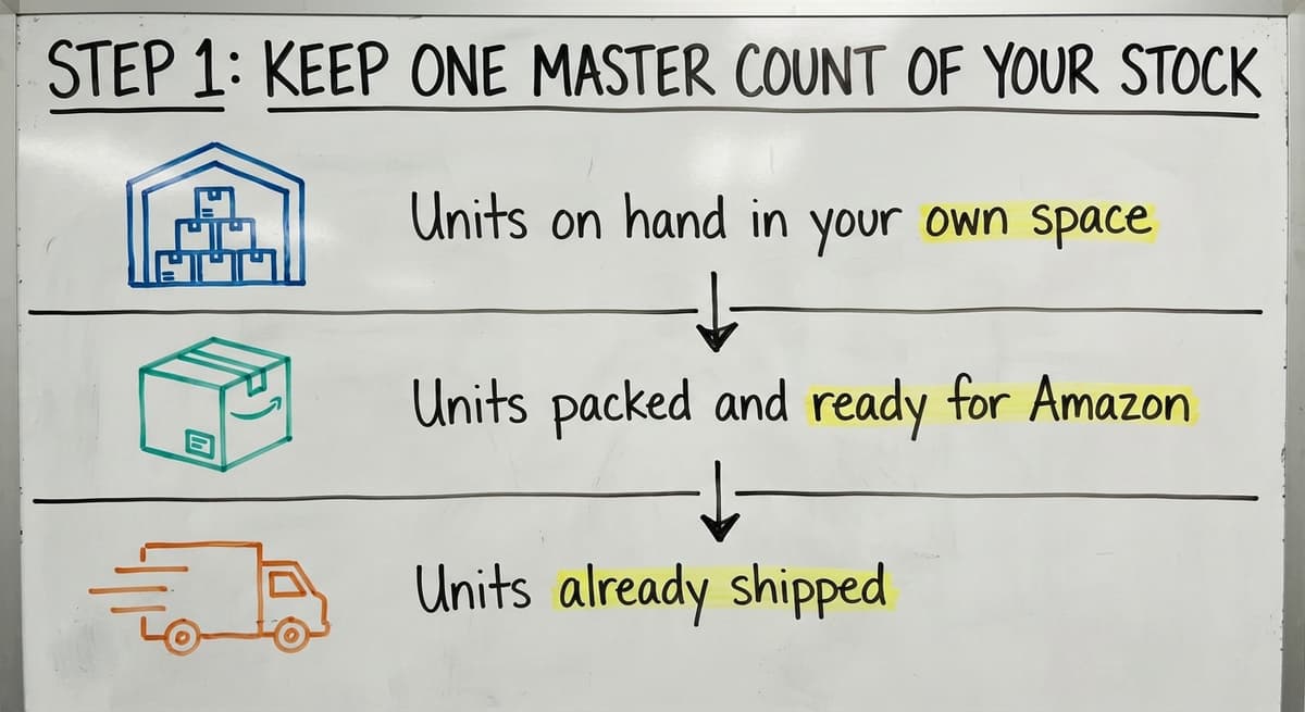 Step 1: Keep One Master Count of Your Stock, drawn out
