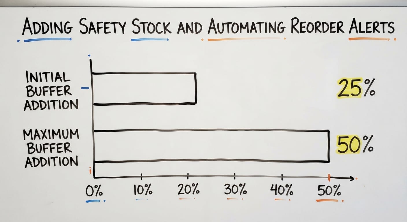 Adding Safety Stock and Automating Reorder Alerts, in figures