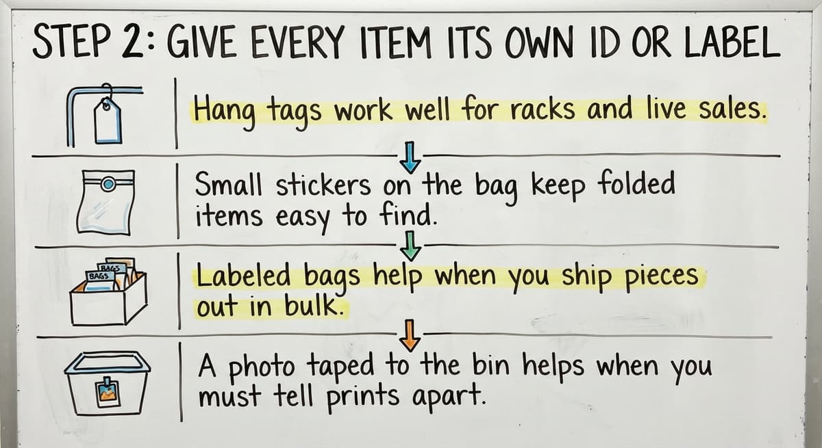 Step 2: Give Every Item Its Own ID or Label, drawn out