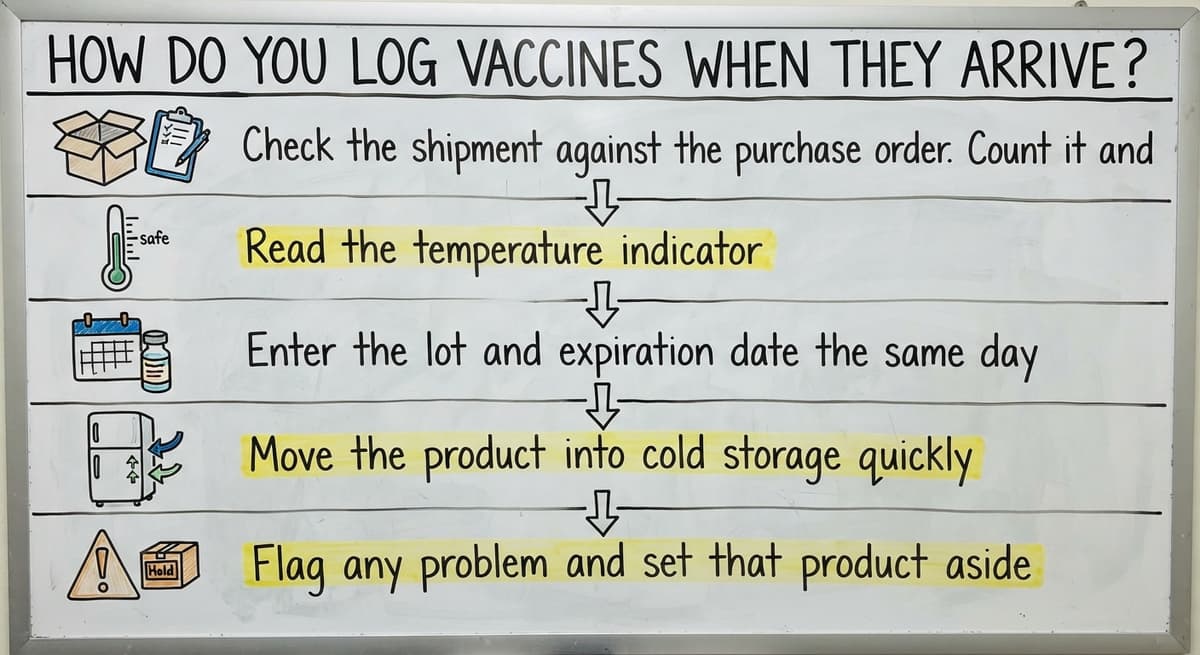 How Do You Log Vaccines When They Arrive?, drawn out