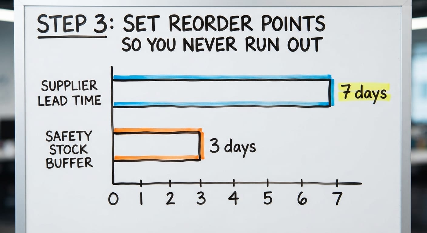 Step 3: Set Reorder Points So You Never Run Out, in figures