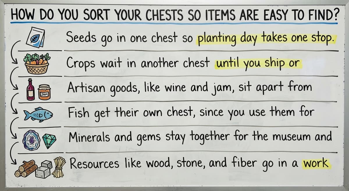 How Do You Sort Your Chests So Items Are Easy to Find?, drawn out