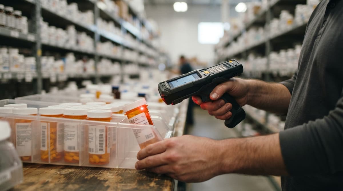 Close detail from the work how to manage pharmacy inventory supports