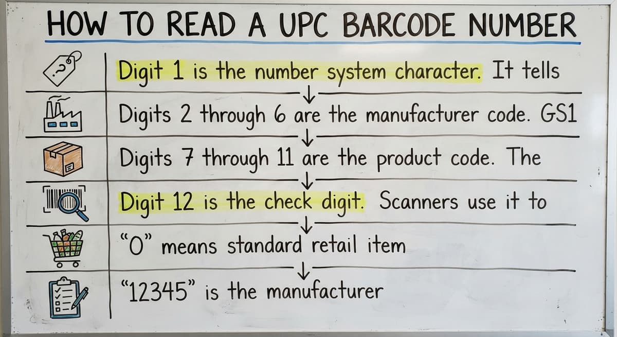 How to Read a UPC Barcode Number, drawn out