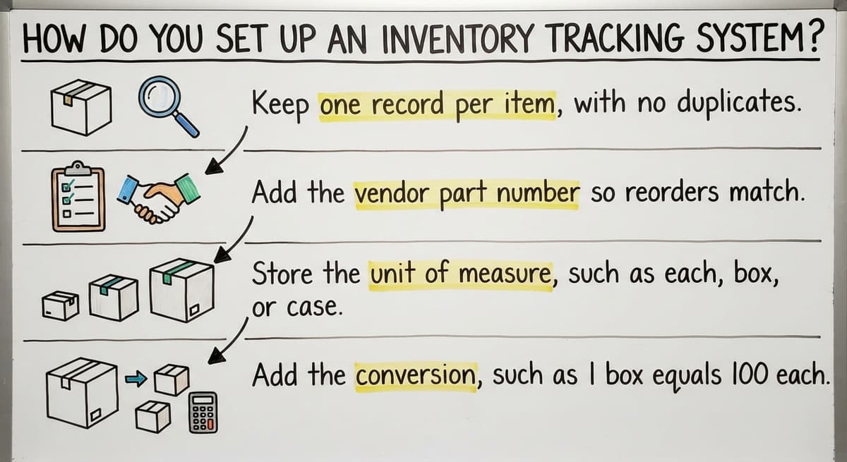 How do you set up an inventory tracking system?, drawn out