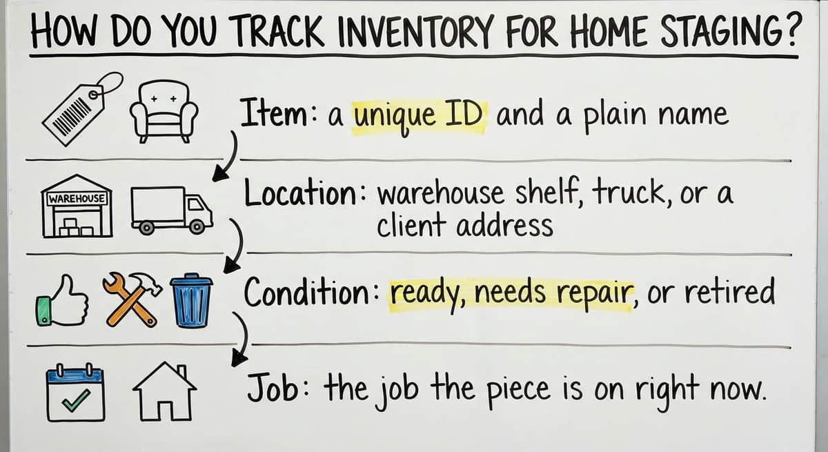 How do you track inventory for home staging?, drawn out