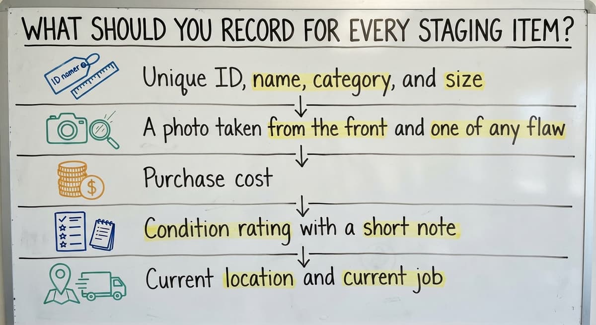 What should you record for every staging item?, drawn out