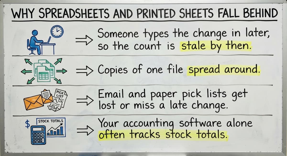 Why Spreadsheets and Printed Sheets Fall Behind, drawn out