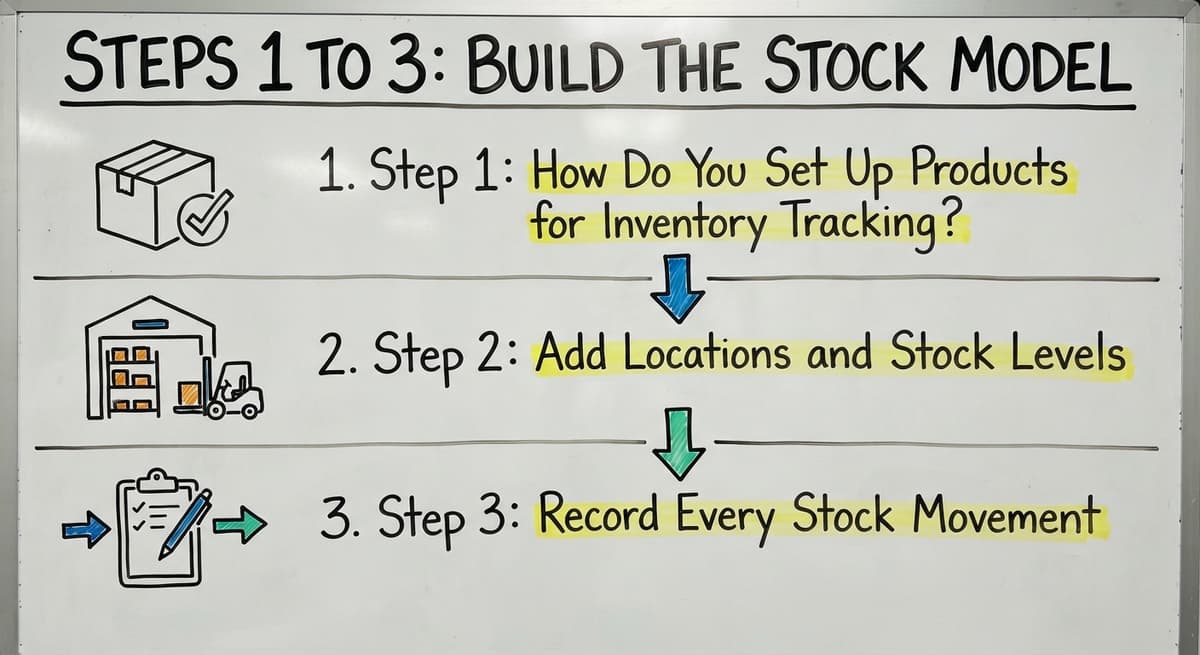 Steps 1 to 3: Build the Stock Model, drawn out
