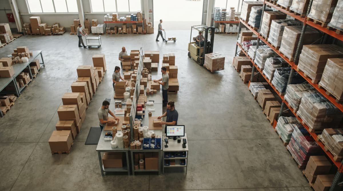 Overhead view of the work how to track inventory online organizes