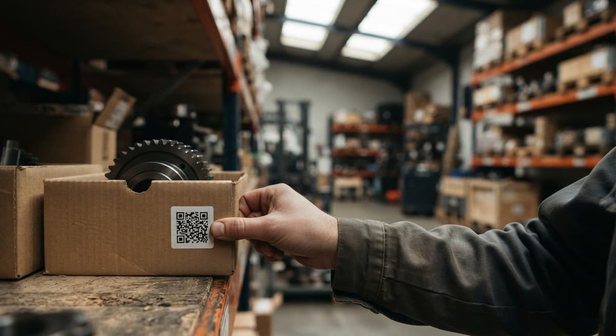 Close detail from the work how to track inventory with qr code supports