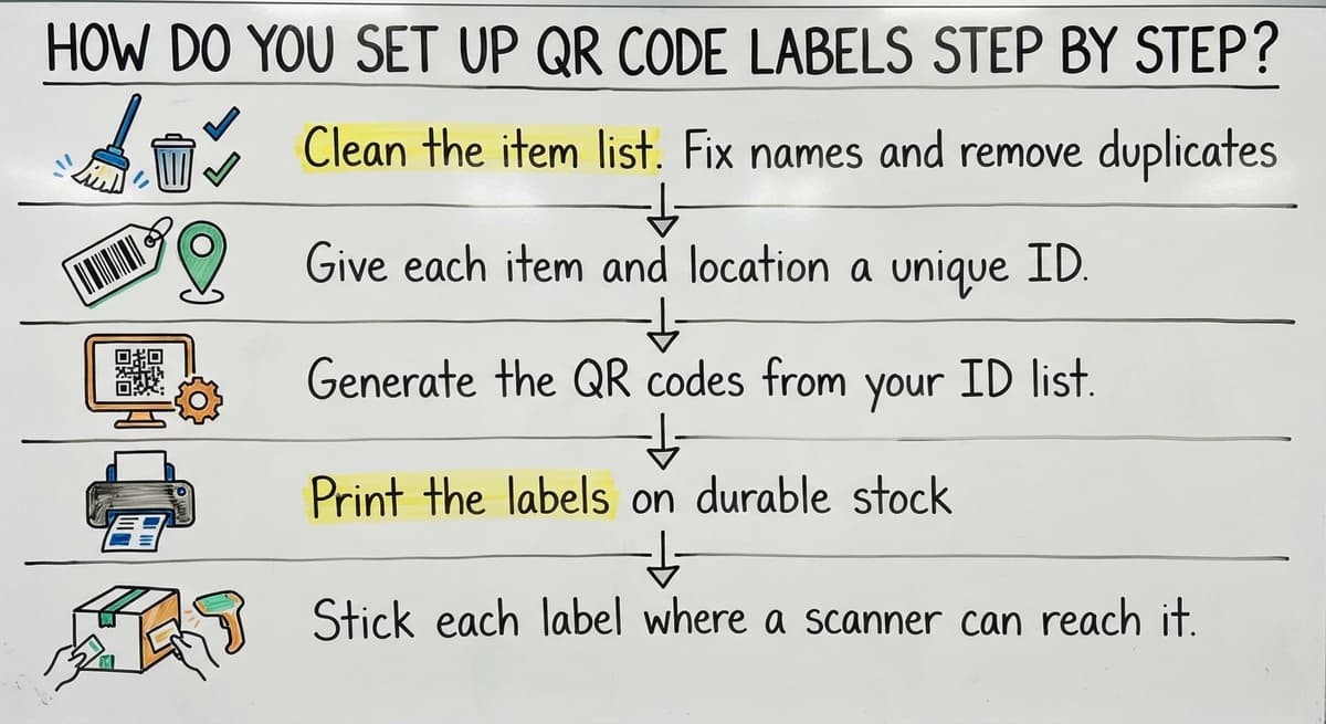 How Do You Set Up QR Code Labels Step by Step?, drawn out