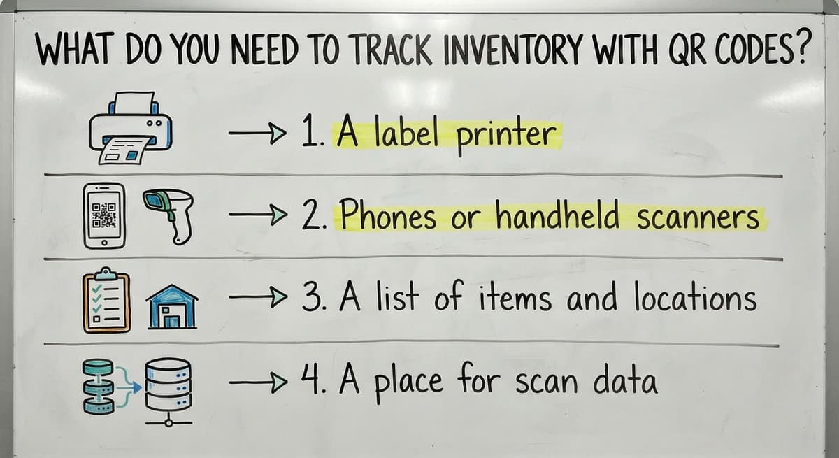 What Do You Need to Track Inventory With QR Codes?, drawn out