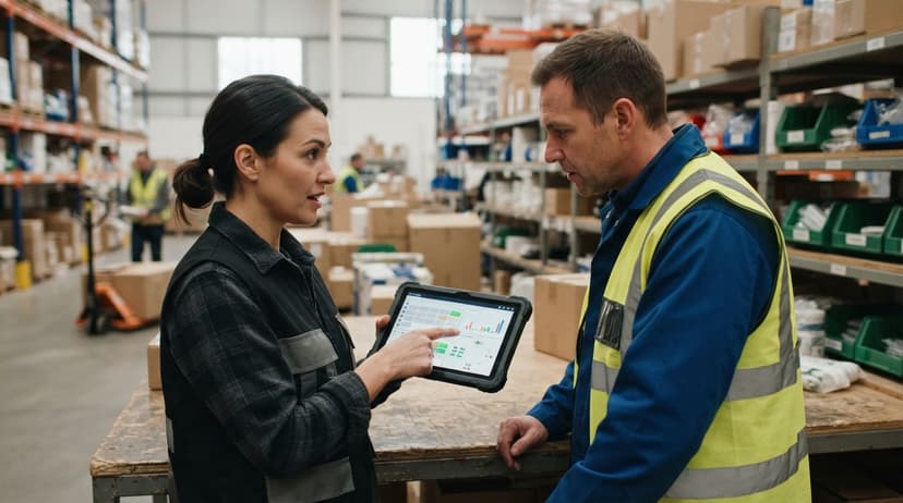 Two people working through what how to track non inventory items is telling them
