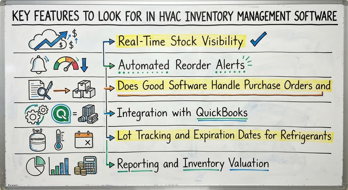 Key Features to Look for in HVAC Inventory Management Software, drawn out