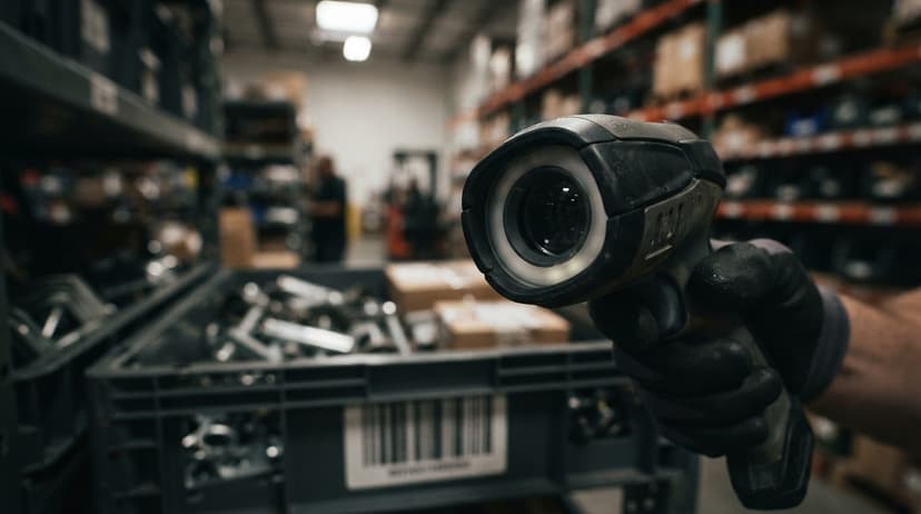 Close detail from the work imager barcode scanner supports