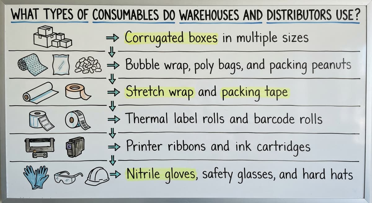 What Types of Consumables Do Warehouses and Distributors Use?, drawn out