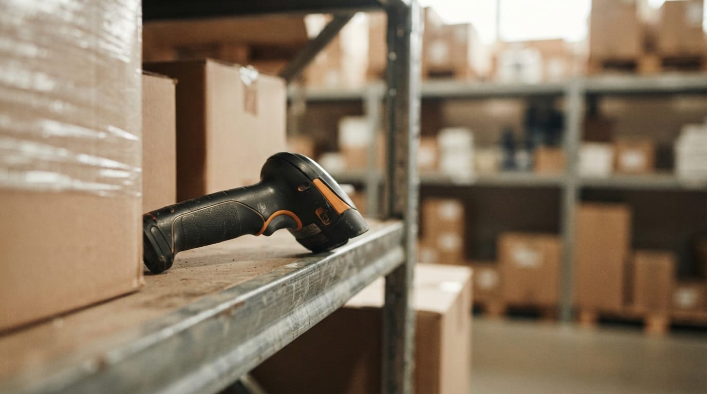 Close detail from the work inventory control for small business supports