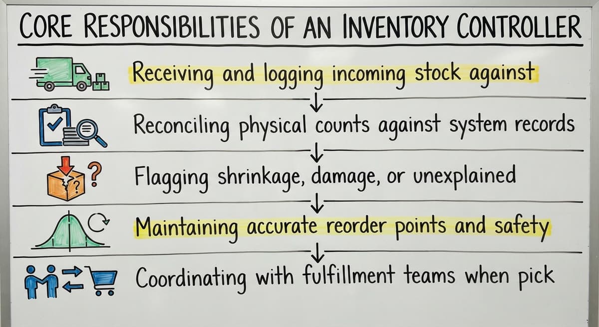 Core Responsibilities of an Inventory Controller, drawn out