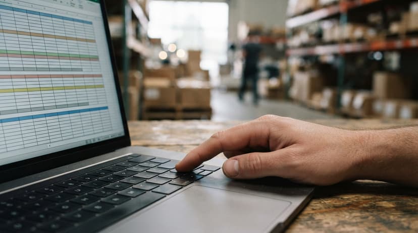Close detail from the work inventory format in excel supports