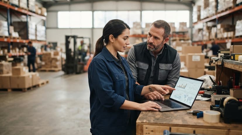 Two people working through what inventory management for multiple locations is telling them