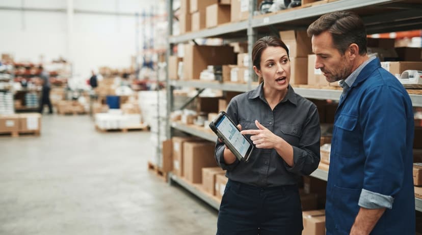 Two people working through what inventory management photos is telling them