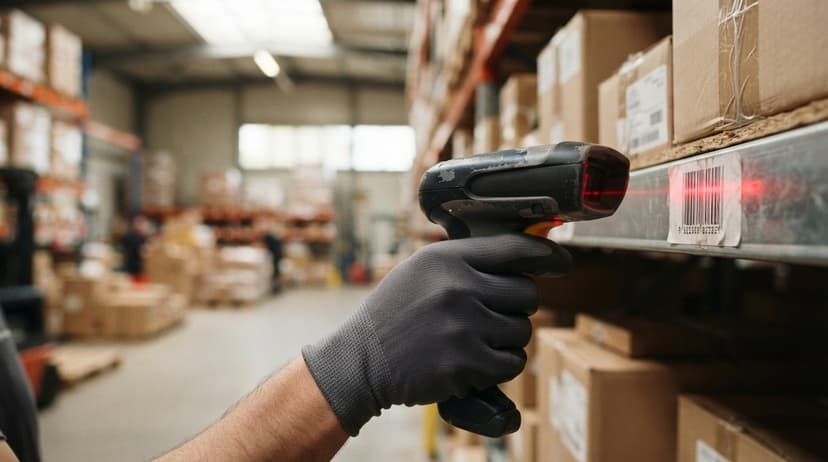 Close detail from the work inventory management software barcode scanner supports