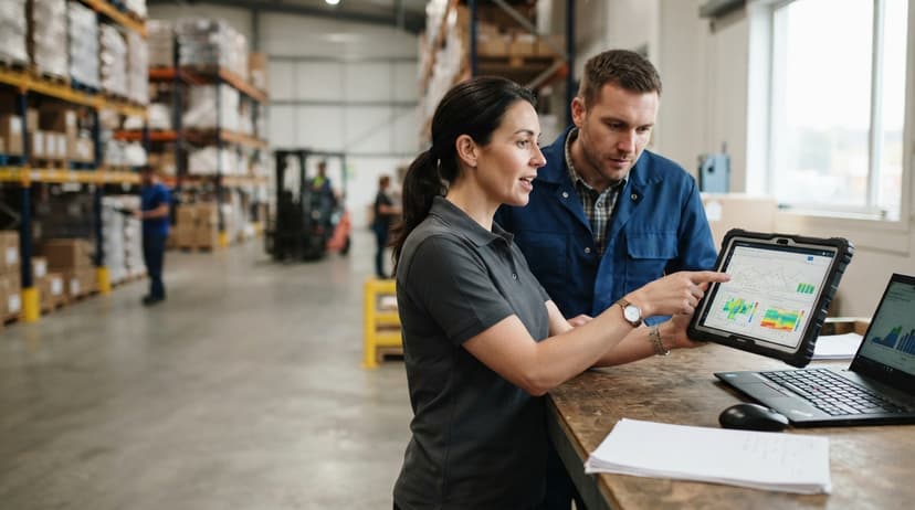 Two people working through what inventory monitoring is telling them