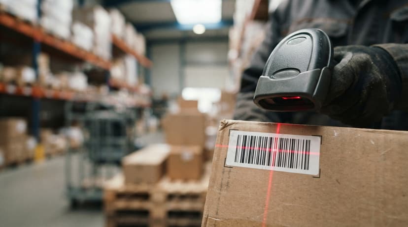 Close detail from the work inventory software barcode supports
